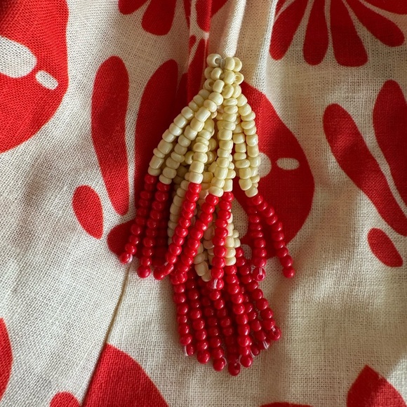 Anthropologie Farm Rio Novelty Tie Shorts Yellow Orange Linen Blend Size Medium - Picture 6 of 10